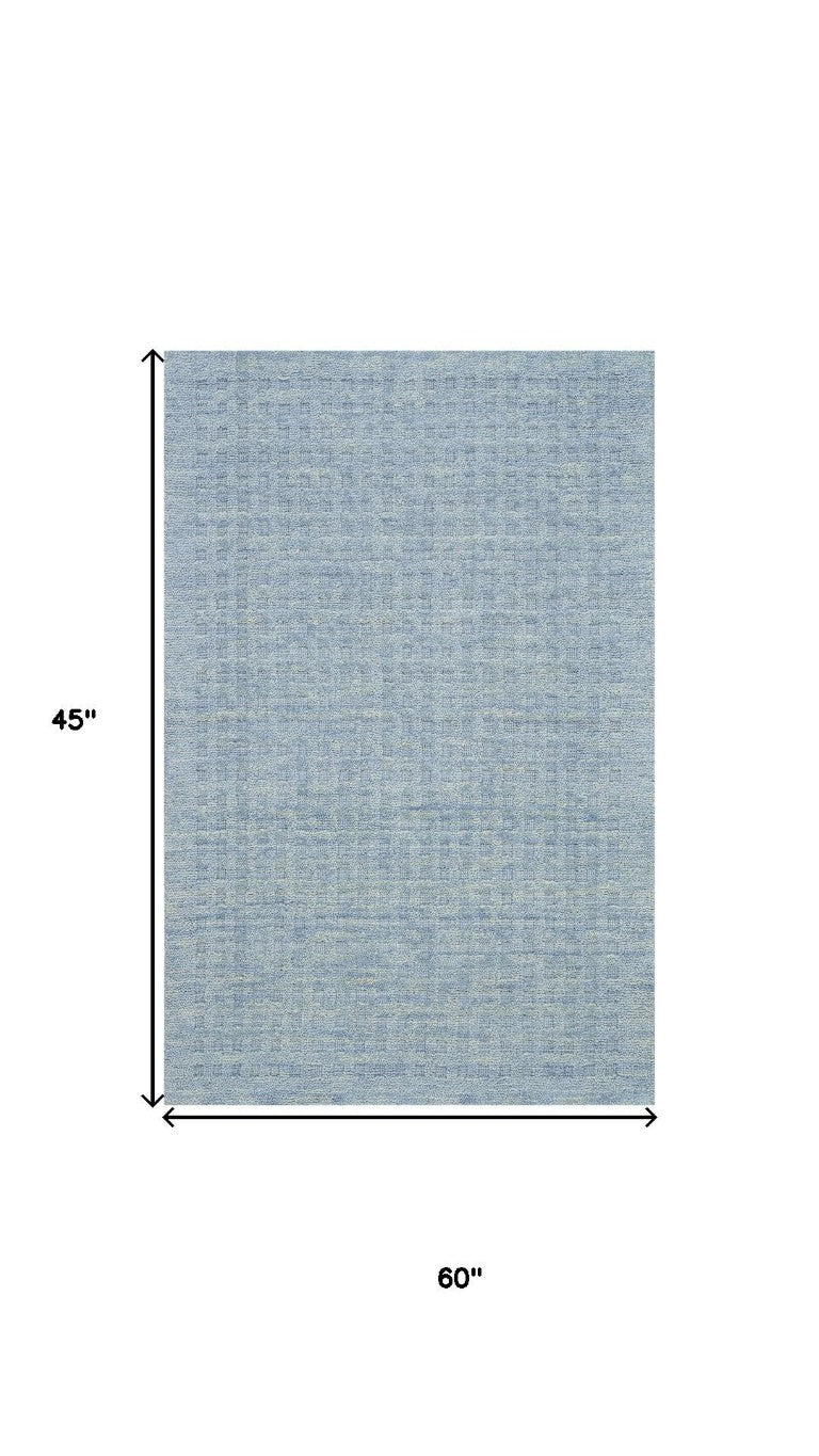 HomeRoots 4 X 6 Handmade Wool Shag Area Rug Plush Blue Pile for Living Room or Bedroom 553485