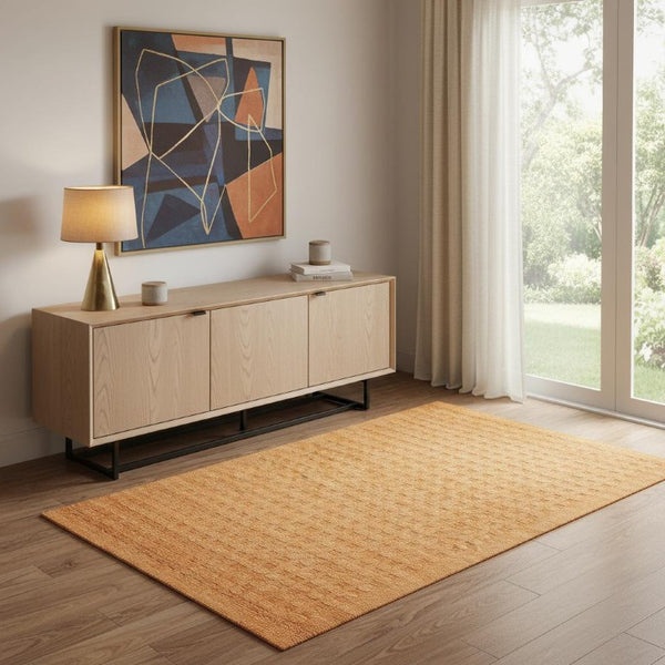4x6 Handmade Wool Shag Area Rug Bold Orange Pile Living Room Bedroom Accent