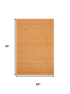 4x6 Handmade Wool Shag Area Rug Bold Orange Pile Living Room Bedroom Accent