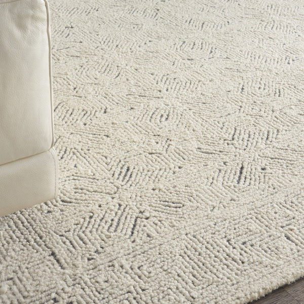 HomeRoots 8' Navy Blue and Ivory Wool Abstract Area Rug - Modern Luxury for Living Spaces, Durable & Soft 8' X 12' 553489