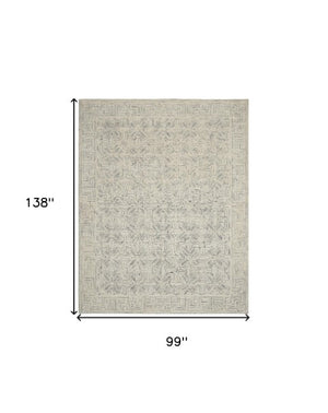 Homeroots 8' Stunning Navy Blue And Ivory Wool Abstract Area Rug For Modern Home Décor And Cozy Living Spaces 8' X 12' Wool 553489