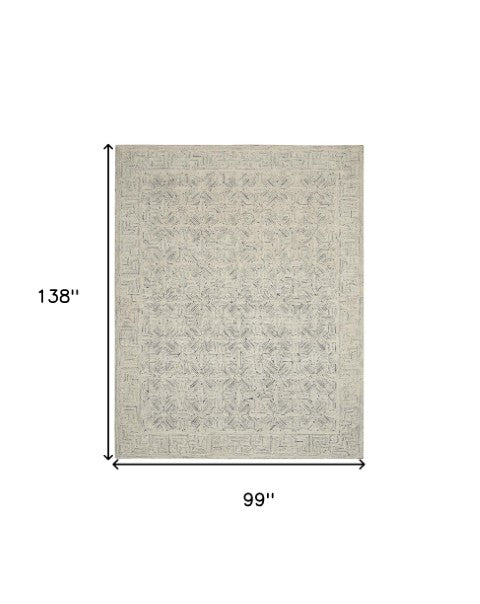 Homeroots 8' Stunning Navy Blue And Ivory Wool Abstract Area Rug For Modern Home Décor And Cozy Living Spaces 8' X 12' Wool 553489