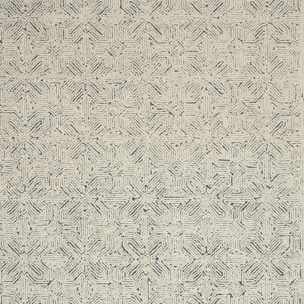 Homeroots 8' Stunning Navy Blue And Ivory Wool Abstract Area Rug For Modern Home Décor And Cozy Living Spaces 8' X 12' Wool 553489