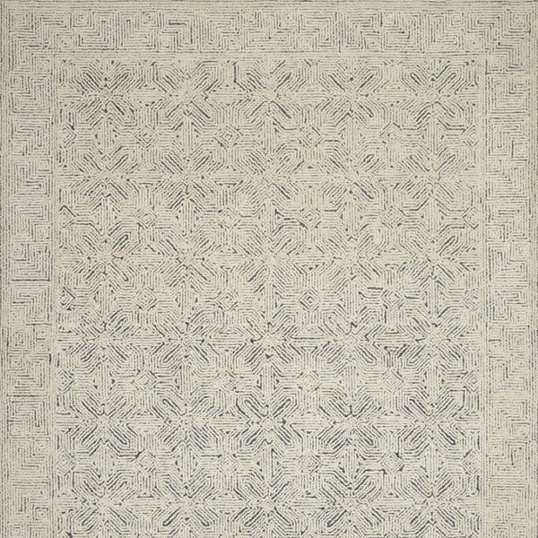 Homeroots 8' Stunning Navy Blue And Ivory Wool Abstract Area Rug For Modern Home Décor And Cozy Living Spaces 8' X 10' Wool 553490