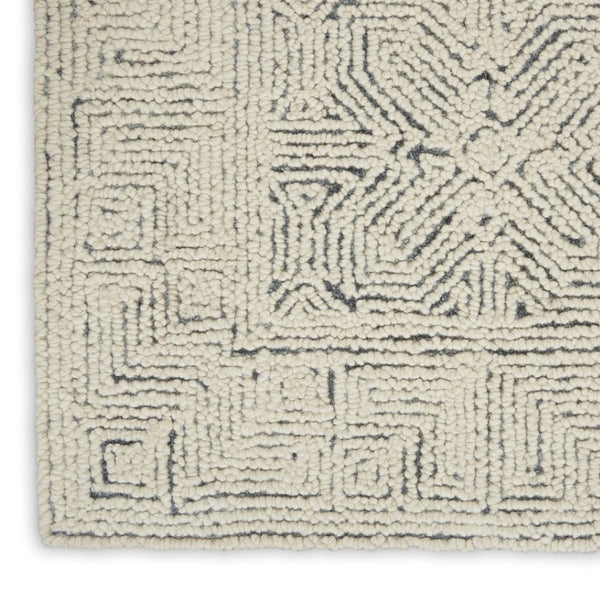 HomeRoots 8' Navy Blue and Ivory Wool Abstract Area Rug - Modern Luxury for Living Spaces, Durable & Soft 8' X 10' 553490