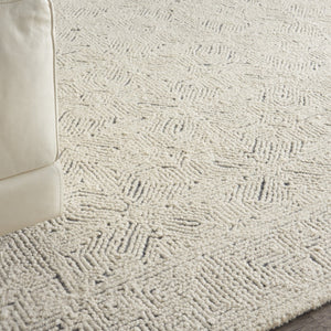 HomeRoots 8' Navy Blue and Ivory Wool Abstract Area Rug - Modern Luxury for Living Spaces, Durable & Soft 8' X 10' 553490