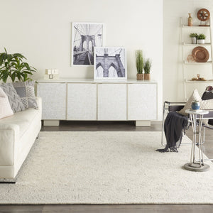 HomeRoots 8' Navy Blue and Ivory Wool Abstract Area Rug - Modern Luxury for Living Spaces, Durable & Soft 8' X 10' 553490