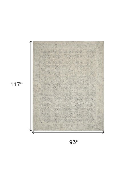 Homeroots 8' Stunning Navy Blue And Ivory Wool Abstract Area Rug For Modern Home Décor And Cozy Living Spaces 8' X 10' Wool 553490