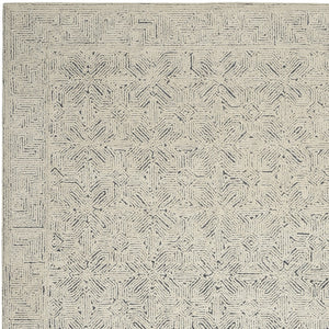 Homeroots 8' Stunning Navy Blue And Ivory Wool Abstract Area Rug For Modern Home Décor And Cozy Living Spaces 8' X 10' Wool 553490