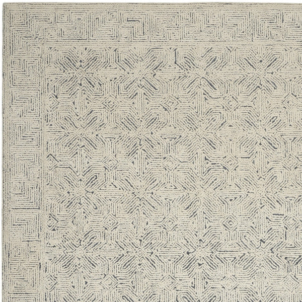 Homeroots 8' Stunning Navy Blue And Ivory Wool Abstract Area Rug For Modern Home Décor And Cozy Living Spaces 8' X 10' Wool 553490