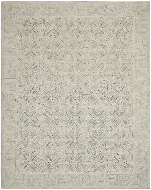 HomeRoots 8' Navy Blue and Ivory Wool Abstract Area Rug - Modern Luxury for Living Spaces, Durable & Soft 8' X 10' 553490
