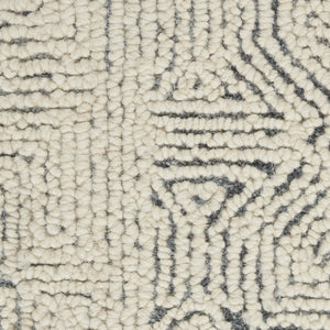 HomeRoots 8' Navy Blue and Ivory Wool Abstract Runner Rug - Modern, Soft, Durable for Hallways & Entryways 553491