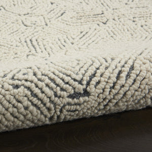 HomeRoots 8' Navy Blue and Ivory Wool Abstract Runner Rug - Modern, Soft, Durable for Hallways & Entryways 553491