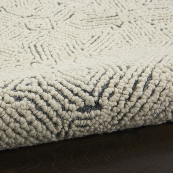 HomeRoots 8' Navy Blue and Ivory Wool Abstract Runner Rug - Modern, Soft, Durable for Hallways & Entryways 553491