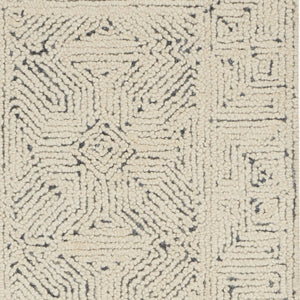 Homeroots 8' Navy Blue And Ivory Abstract Wool Runner Rug – Modern Design For Hallways, Cabinets, And More!  Wool 553491