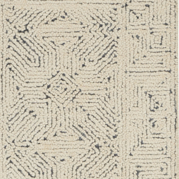 Homeroots 8' Navy Blue And Ivory Abstract Wool Runner Rug – Modern Design For Hallways, Cabinets, And More!  Wool 553491