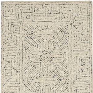 Homeroots 8' Navy Blue And Ivory Abstract Wool Runner Rug – Modern Design For Hallways, Cabinets, And More!  Wool 553491