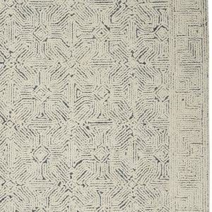 HomeRoots 8' Navy Blue and Ivory Wool Abstract Area Rug - Modern Luxury for Living Spaces, Durable & Soft 5' X 7' 553492