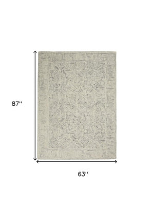 Homeroots 8' Stunning Navy Blue And Ivory Wool Abstract Area Rug For Modern Home Décor And Cozy Living Spaces 5' X 7' Wool 553492