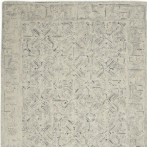 Homeroots 8' Stunning Navy Blue And Ivory Wool Abstract Area Rug For Modern Home Décor And Cozy Living Spaces 5' X 7' Wool 553492