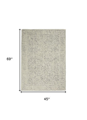 Homeroots 8' Stunning Navy Blue And Ivory Wool Abstract Area Rug For Modern Home Décor And Cozy Living Spaces 4' X 6' Wool 553493