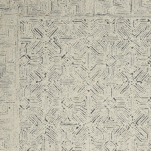 Homeroots 8' Stunning Navy Blue And Ivory Wool Abstract Area Rug For Modern Home Décor And Cozy Living Spaces 4' X 6' Wool 553493