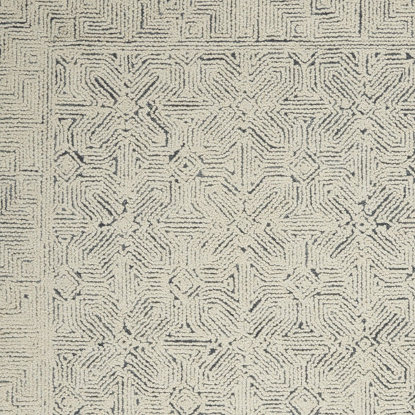 Homeroots 8' Stunning Navy Blue And Ivory Wool Abstract Area Rug For Modern Home Décor And Cozy Living Spaces 4' X 6' Wool 553493