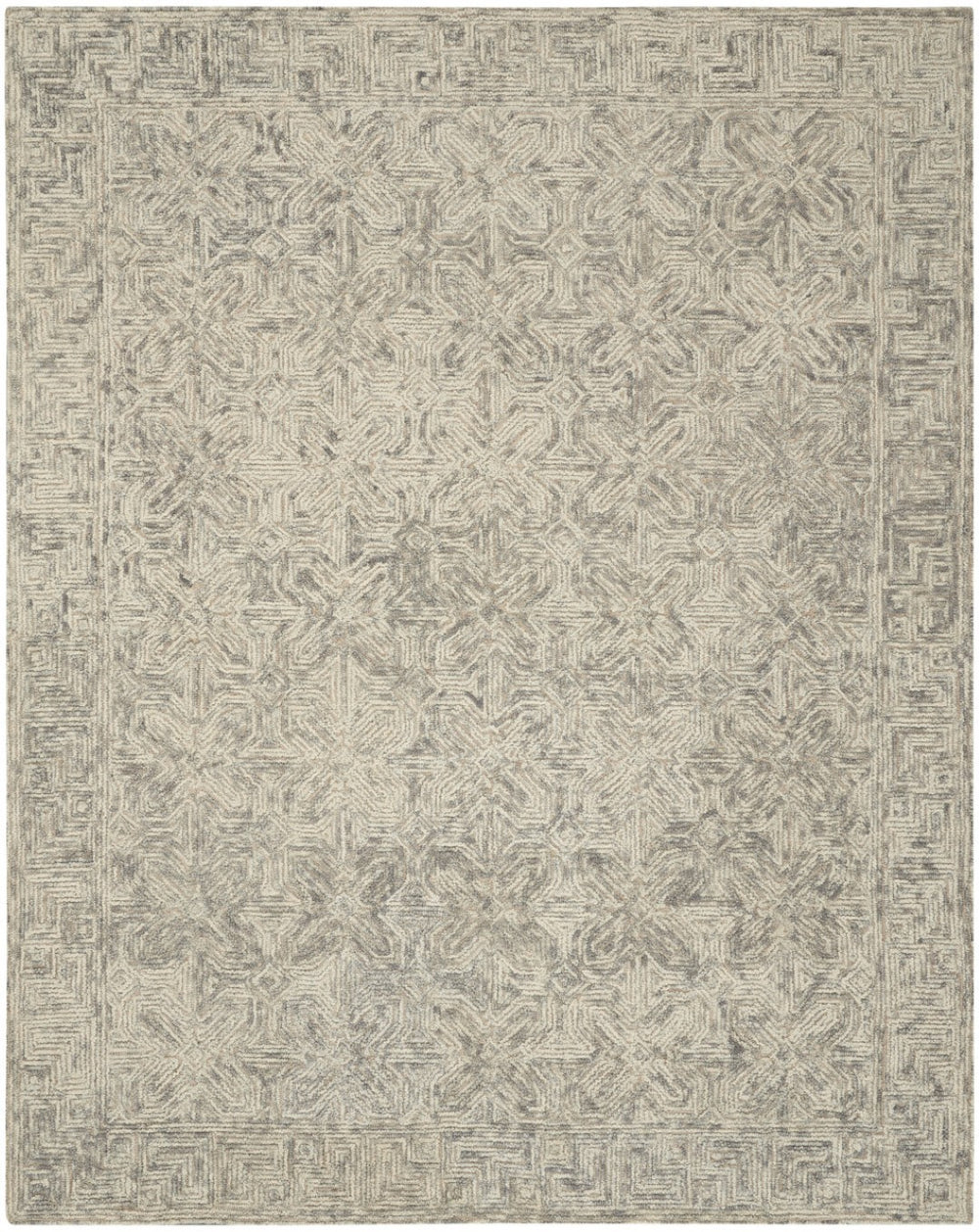 HomeRoots 8' Beige and Gray Wool Area Rug - Modern Abstract Geometric Design for Luxe Living Spaces 8' X 12' 553494