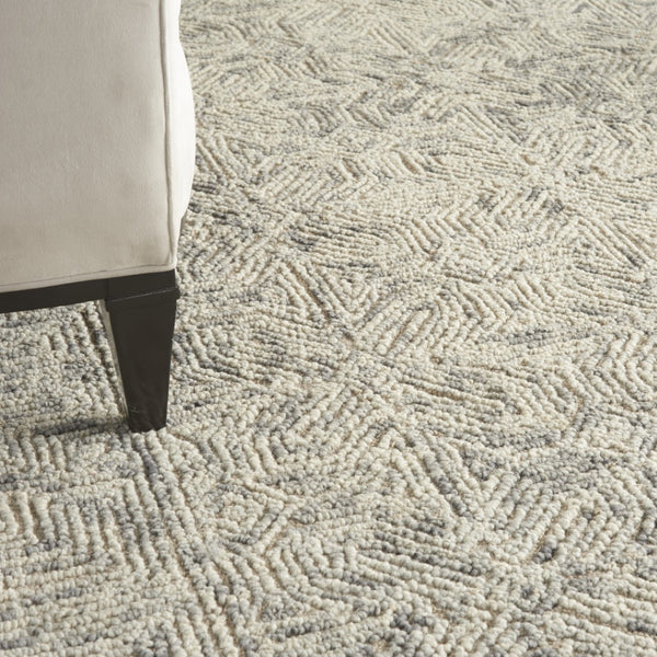 HomeRoots 8' Beige and Gray Wool Area Rug - Modern Abstract Geometric Design for Luxe Living Spaces 8' X 10' 553495