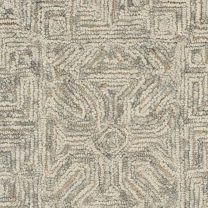 HomeRoots 8' Beige and Gray Wool Runner Rug – Modern Abstract Geometric Design for Hallways and Kitchens 553496