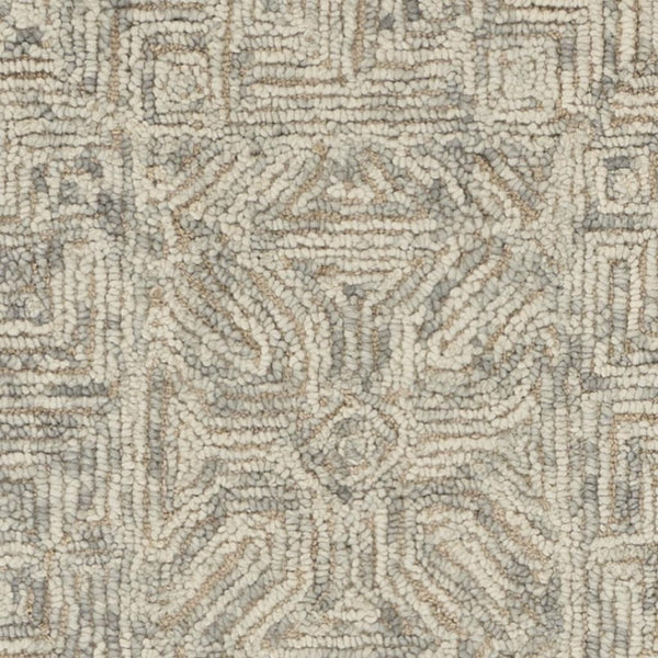 HomeRoots 8' Beige and Gray Wool Runner Rug – Modern Abstract Geometric Design for Hallways and Kitchens 553496