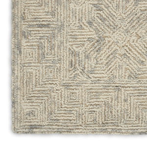 HomeRoots 8' Beige and Gray Wool Runner Rug – Modern Abstract Geometric Design for Hallways and Kitchens 553496