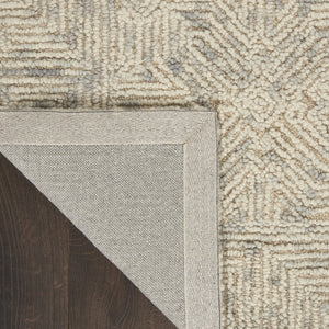 Homeroots 8' Beige And Gray Wool Abstract Geometric Runner Rug - Modern Style For Hallways, Laundry & More!  Wool 553496