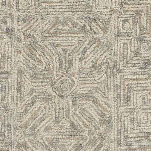 HomeRoots 8' Beige and Gray Wool Runner Rug – Modern Abstract Geometric Design for Hallways and Kitchens 553496