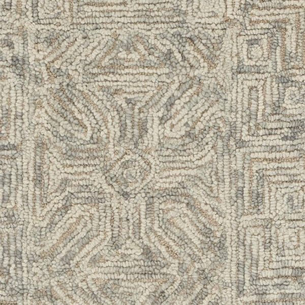 HomeRoots 8' Beige and Gray Wool Runner Rug – Modern Abstract Geometric Design for Hallways and Kitchens 553496