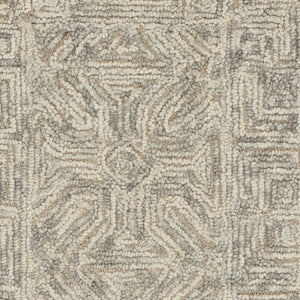 Homeroots 8' Beige And Gray Wool Abstract Geometric Runner Rug - Modern Style For Hallways, Laundry & More!  Wool 553496