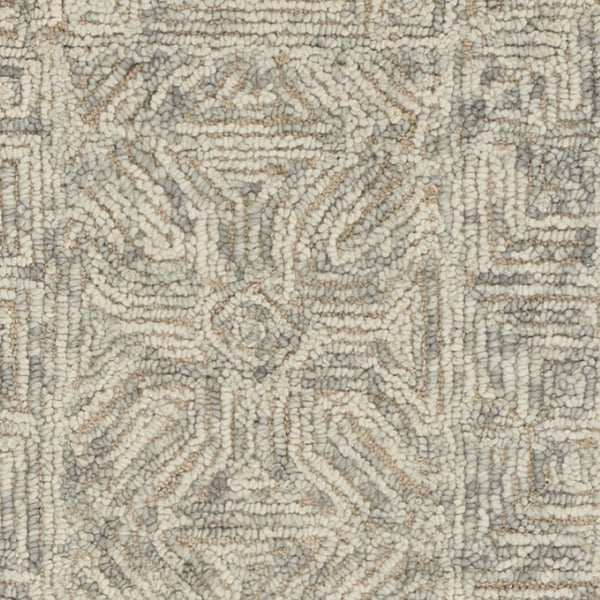 Homeroots 8' Beige And Gray Wool Abstract Geometric Runner Rug - Modern Style For Hallways, Laundry & More!  Wool 553496