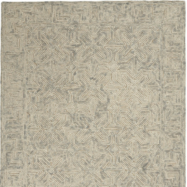 Homeroots 8' Modern Beige And Gray Wool Abstract Geometric Area Rug – Stylish, Warm, And Noise-reducing Decor 5' X 7' Wool 553497