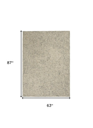 Homeroots 8' Modern Beige And Gray Wool Abstract Geometric Area Rug – Stylish, Warm, And Noise-reducing Decor 5' X 7' Wool 553497