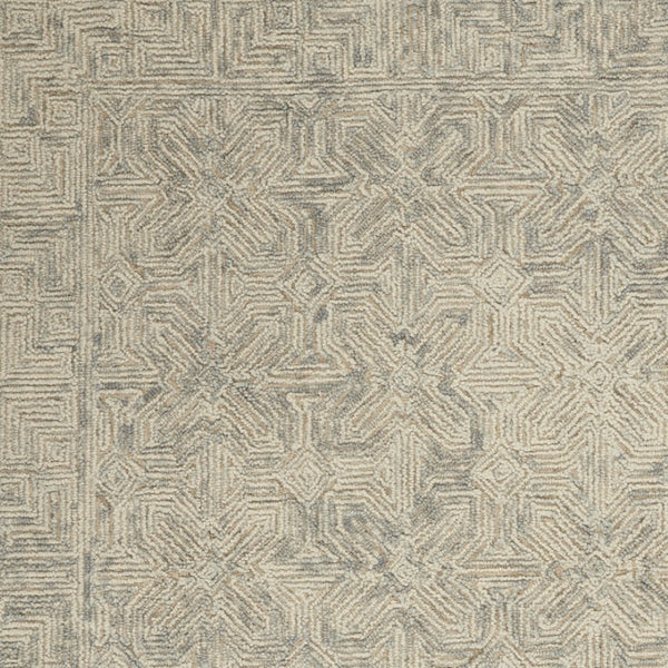 Homeroots 8' Modern Beige And Gray Wool Abstract Geometric Area Rug – Stylish, Warm, And Noise-reducing Decor 5' X 7' Wool 553497
