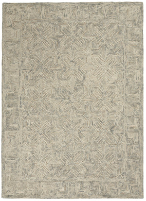 HomeRoots 8' Beige and Gray Wool Area Rug - Modern Abstract Geometric Design for Luxe Living Spaces 5' X 7' 553497