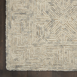Homeroots 8' Modern Beige And Gray Wool Abstract Geometric Area Rug – Stylish, Warm, And Noise-reducing Decor 4' X 6' Wool 553498