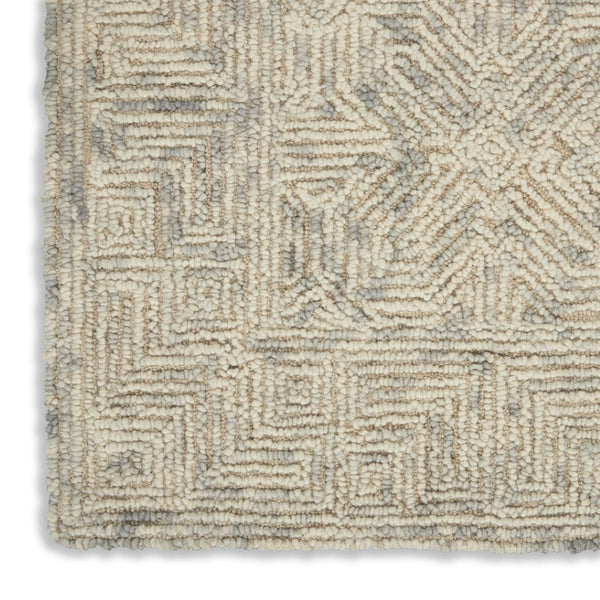 HomeRoots 8' Beige and Gray Wool Area Rug - Modern Abstract Geometric Design for Luxe Living Spaces 4' X 6' 553498