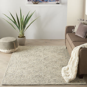 HomeRoots 8' Beige and Gray Wool Area Rug - Modern Abstract Geometric Design for Luxe Living Spaces 4' X 6' 553498