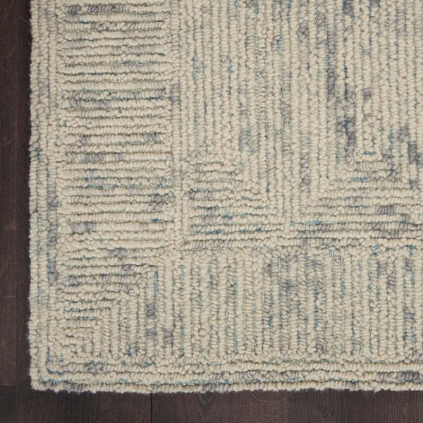 HomeRoots 8' Wool Area Rug in Ivory and Gray - Modern Geometric Design for Stylish Living Spaces & Comfort 8' X 12' 553499