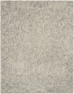 HomeRoots 8' Wool Area Rug in Ivory and Gray - Modern Geometric Design for Stylish Living Spaces & Comfort 8' X 12' 553499