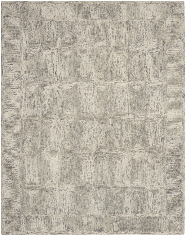 HomeRoots 8' Wool Area Rug in Ivory and Gray - Modern Geometric Design for Stylish Living Spaces & Comfort 8' X 12' 553499