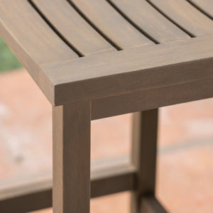 English Elm Christopher Knight Home® - CARIBBEAN Acacia Wood 30" Outdoor Barstool Set of 2 — Weather-Resistant Saddle Seats, Slat Design Grey 61426.00GRY