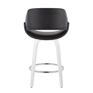 English Elm Fixed-height Swivel Counter Stools with Faux Leather Seats and Chrome Footrest Set of 2 B202S01824