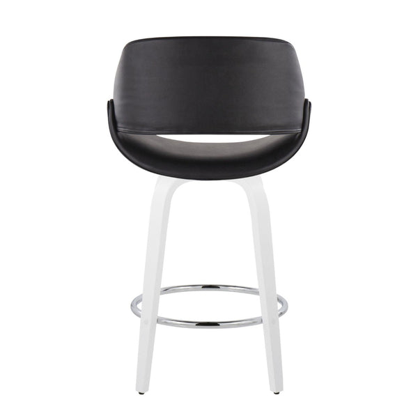 English Elm Fixed-height Swivel Counter Stools with Faux Leather Seats and Chrome Footrest Set of 2 B202S01824